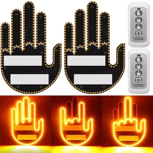 2PCS Finger Gesture Light W/Remote LED Car Back Window Sign Hand Light Gift - Picture 1 of 12