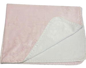 Pottery Barn Kids Pink White Plush Blanket Zig Zag Stitch Minky Stroller - Picture 1 of 9