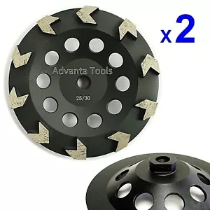 2PK 7” Arrow Segment Cup Wheel - 25/30 Grit Diamond For Concrete Epoxy Grinding - Picture 1 of 6