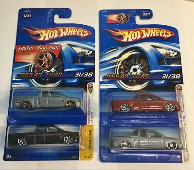 Hot Wheels 2006 Primeras Ediciones Nissan Titan Lote (x4) Negro Gris Rojo FTE Foto 1 de 4