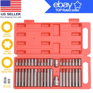 Hex Bit Set | 40pcs Socket Set Torx Spine CRV Combination Bits 3/8" 1/2" - Picture 1 of 8