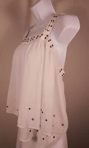 RAMY BROOK NEW YORK Women's White Grommet Trim Detail Sleeveless Blouse Sz M - Picture 1 of 5