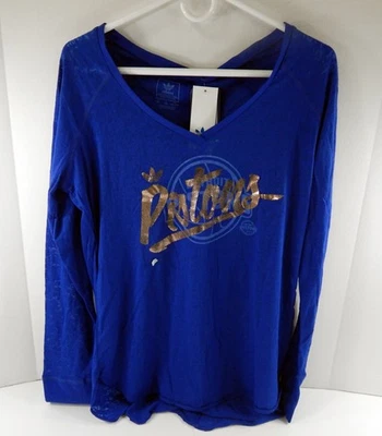 2014-15 Womens Detroit Pistons Authentic Blue V-Neck Shirt Adidas NWT 2XL  58S - Image 1 of 4