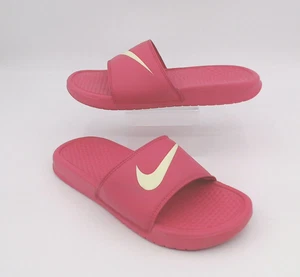 Vintage Nike Benassi Solarsoft Womens Hot Pink Slide In Sandles Size 9 US (F91) - Picture 1 of 8