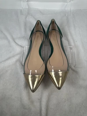 Gianvito Rossi PVC Cuero Borde Adorno D'Orsay Pisos Talla 4.5 Foto 1 de 4