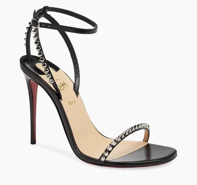 Christian Louboutin So Me 100 Sandalias Cuero Negro Tachonado Talla 36 1200129 BK65 Foto 1 de 4