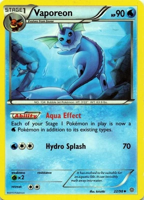 Vaporeon 22/98 XY - Ancient Origins Uncommon - LP - Image 1 of 2