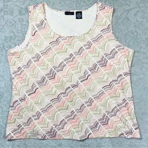 Apostrophe Top Women's Plus Size 24-26W Tan Pink Tank Top Blouse - Foto 1 di 6