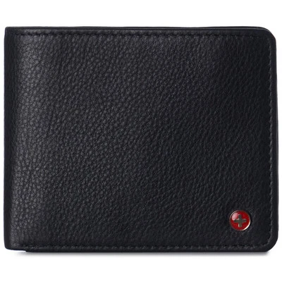Alpine Swiss Mens Commuter RFID Bifold Wallet 2 ID Windows Divided Bill Section - Image 1 of 4
