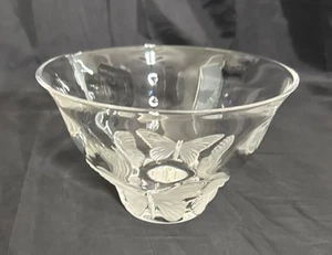 Vintage Kai-Yin Lo Lead Crystal Glass Bowl Frosted Crystal Butterfly Accents - Picture 1 of 9
