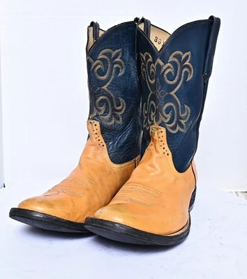 Винтажные ковбойские кожаные сапоги Rios of Mercedes 2-цветные для верховой езды мужские размер 10 D - Изображение 1 из 4