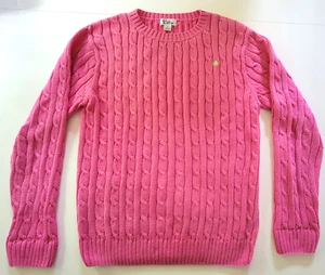 Suéter tejido con cable cuello redondo ligero Lilly Pulitzer Gloria para mujer talla M rosa - Imagen 1 de 5