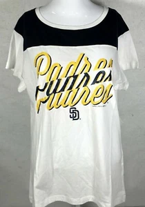 San Diego Padres T-Shirt Women's XL White Navy Short Sleeve Team Script Logo New - Picture 1 of 5