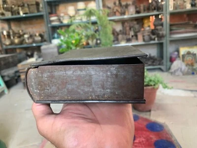 Винтажная ручная ковка старая оловянная металлическая коробка в форме книги контейнер для хранения коробка - Изображение 1 из 4