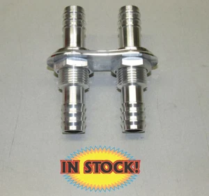 TBI BH12HP-PO - 2 Way Heater Bulkhead - Polished with Push On Heater Fittings - Picture 1 of 4