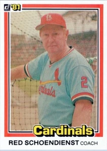1981 Donruss #431 Red Schoendienst St. Louis Cardinals - Bild 1 von 2