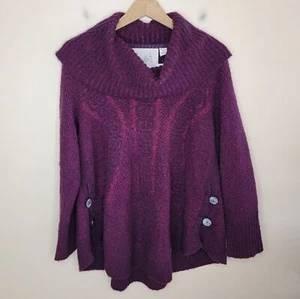 NWT Anthropologie Angel of the North | Burgundy Cowl Neck Sweater Size Medium - Picture 1 of 8