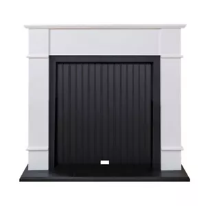Adam Oxford Stove Fireplace in Pure White & Black, 48 Inch - Picture 1 of 3