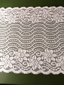 Stretch Blumenmuster Spitzenborte zart weiß 9,5" Zum Selbermachen Handwerk Dessous Hochzeit - BTY - Bild 1 von 8