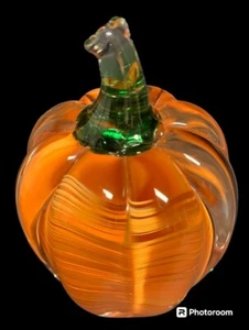 ART GLASS PUMPKIN PAPER WEIGHT - Picture 1 of 7