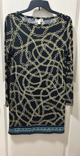 Abito Michael Kors Keegan maglia catena manica lunga bordo cambio M us intime ottimeioni