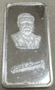 THEODORE ROOSEVELT THE HAMILTON MINT 1 ONE TROY OUNCE .999 SILVER BAR - Picture 1 of 4