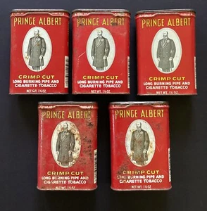 Lot Of 5 Vintage Prince Albert Crimp Cut Tobacco Pocket Tins 1.5oz - Picture 1 of 6