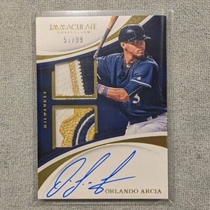 #/99 Orlando ARCIA dual patch AUTO rookie 2017 Panini IMMACULATE rc RPA braves 
