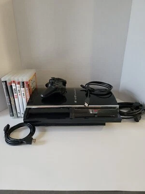 Playstation 3 80GB CECHE01 Backwards Compatible Console Plays PS3 PS2 PS1 Bundle - Image 1 of 4