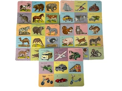 Lote de 5 quebra-cabeças vintage de papelão bandeja push out animais de transporte - Imagem 1 de 4