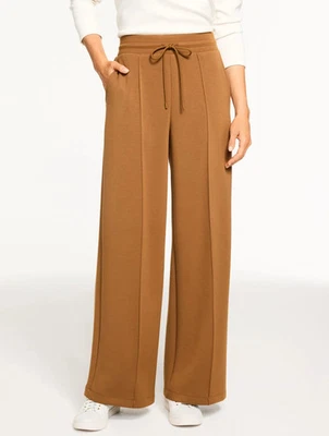 AirKnit Stretch Wide Leg Pants at Talbots, NWT $119, color TOFFEE BROWN - Image 1 of 4