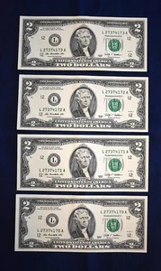 (4) New Mint 2009 $2 FRN's Consecutive Serial #'s San Francisco - Picture 1 of 4