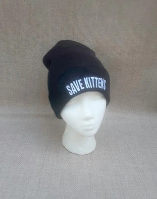 Port Authority 均码 "Save Kittens" 黑色 丙烯酸无檐帽 — 第 1/3 张图片