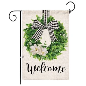 Winter Hexagram Wreath Garden Flag 12x18 Seasonal Outdoor Burlap Double Sided - Picture 1 of 6