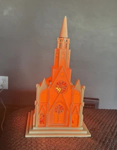 Vintage 50er Jahre Raylite beleuchtet beleuchtet musikalisch Weihnachtskirche Stille Nacht - Bild 1 von 8