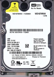 WD10TMVW-11ZSMS1 dcm: EHMTJHBN s/n: WXL1E1 APR/ 2011 1TB USB 3.0 Western Digital - Afbeelding 1 van 5