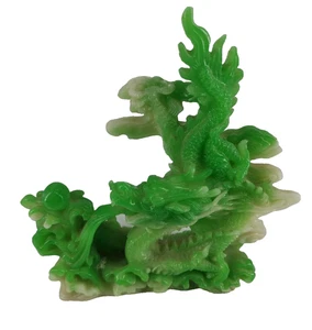 Vintage Handcrafted Jade color Resin Dragon Statue Figurine 6" T 5" L B2 - Picture 1 of 6