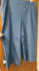 ANNE KLEIN Flare Slacks Pants Navy Stretch Denim Size XL - Picture 1 of 4