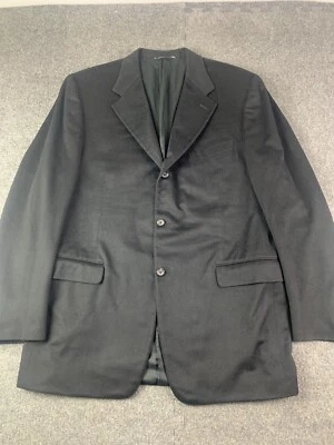 Canali Mens 100% Cashmere Made In Italy Sports Blazer Size 46L Black  - Image 1 of 4