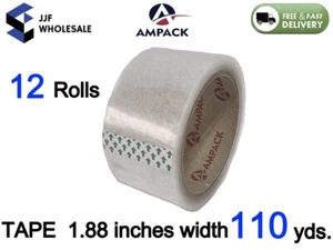 Paquete de cinta de embalaje transparente Ampack Ultimate - 12 rollos, 1,88 pulgadas de ancho, 110 yardas lg - Imagen 1 de 7