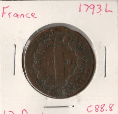 Moneda Francia (Reino) 12 Deniers 1793 L KM600.9 Foto 1 de 4