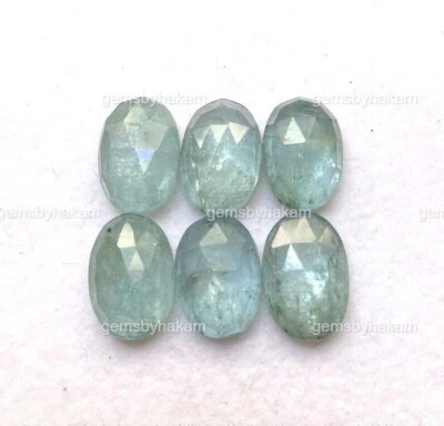 Natural Sky Blue Kyanite Gemstone Rose Cut Oval Shape Kyanite For Jewelry Making - Image 1 of 4