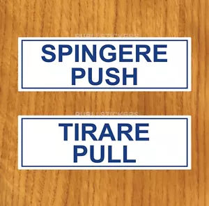 2 TARGHETTE ADESIVE "SPINGERE e TIRARE" INFO, SEGNALETICA, SICUREZZA, STICKER - Picture 1 of 1