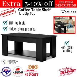 Lift Up Top Coffee Table Pop Up Coffee Table w/ Hidden Storage Space Convertible - Picture 1 of 13