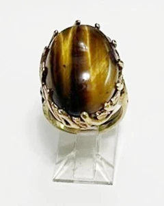 18KT HGF Gold Tigers Eye Ring size 5 ½ - Picture 1 of 14