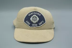 Vancouver Fire Dept Trucker Hat Corduroy Snapback Wilson OS VTG White - Picture 1 of 8