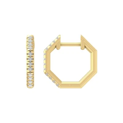 10k Yellow Gold Lab Grown Diamond Hoop Earrings Gift for Women - Image 1 of 4