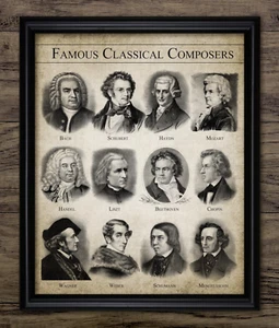 Famous Classical Music Composers Print, Musician Student, Orchestral Wall Art - Picture 1 of 1