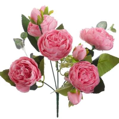 Paquete de 1-4 9 cabezas de seda peonía flores artificiales ramo de boda decoración de fiesta en el hogar Foto 1 de 4