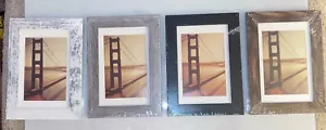 4X6 Picture Frame Distressed Farmhouse Wood Pattern Set of 4 with Tempered Glass - Picture 1 of 5